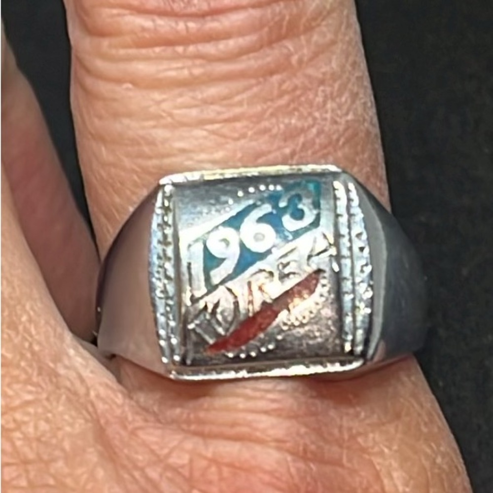 Korean army trench ring 1963 vintage silver plate